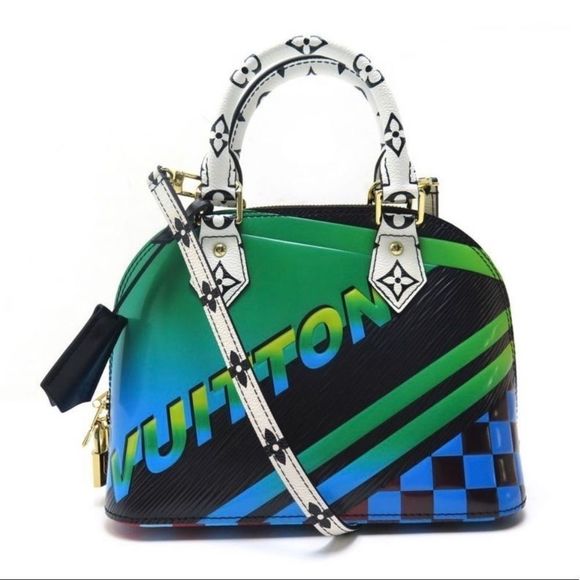 Louis Vuitton Handbags - Louis Vuitton Leather Race Alma BB damier crossbody blue/green checker LV bag